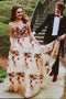 Princess A Line Strapless Tulle Long Prom Dress with Floral Appliques PDF51