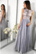 A-Line Jewel Floor-Length Tulle Prom Dress with Lace Appliques PDF63