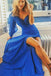 Sexy Sheath V-Neck Royal Blue Long Prom Dress with Long Sleeves PDH9