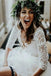 Boho Ivory Chiffon 3/4 Sleeves Two Piece Cheap Wedding Dress PDN88