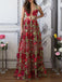 Red Floral Embroidery See Through Long Elegant Formal Prom Dresses PDG89