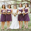 Simple Sweetheart Chiffon Purple Short Pleats Bridesmaid Dress PDG66