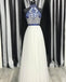 A Line Off White Halter Prom Dresses Cheap Long Formal Party Dress PDJ57