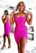 Fuscia Spaghetti Straps Sheath Short Prom Dresses, Sequined Homecoming Dress OMH0197