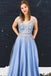 Gorgeous A-Line Appliques Floral Sky Blue Long Prom Dress PDO2