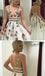 A Line V Neck Flower Appliques Prom Dresses, Long Evening Dresses PDG76