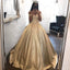 Off the Shoulder Appliques Ball Gown Cheap Prom Dresses PDH95