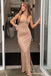 Mermaid Gold Sequins Criss Cross Back Long Formal Dress, Sleeveless Evening Dress OM0273