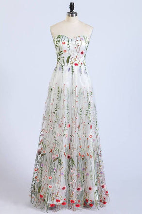 Gorgeous Strapless Formal Prom Dresses Elegant Lace Long Prom Dress PDL44