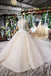 Off White High Neck Ball Gown Wedding Dresses, Open Back Beaded Wedding Gown PDJ96