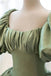 Ball Gown Green Satin Short Sleeves Long Prom Dresses, Floor Length Quinceanera Dress OM0282