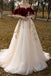 Vintage A-line Off-the-shoulder Red Straps Tulle Party Dresses, Appliques Prom Dress OM0003