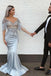 Mermaid V-Neck Short Sleeve Appliques Long Grey Prom Dress PDH33