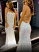 Sparkly Mermaid Prom Dresses Sequin Long Criss-Cross Evening Dresses OM0012