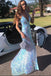 Sparkly Light Blue Sequins Mermaid V Neck Prom Dresses, Long Evening Dresses OM0064