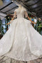 Ball Gown Half Sleeves Lace Bridal Dress with Sequins, Princess Long Wedding Dress PDN72