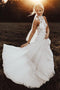 Unique A line Chiffon Halter Lace Long Beach Wedding Dresses, Bridal Gowns OW0045