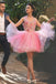 A Line Pink Halter Floral Applique Backless Tulle Homecoming Dress Graduation Dresses OMH0080