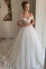Glitter Tulle A Line Dotted Off the Shoulder Wedding Dresses, Wedding Gowns DW0001