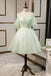 Cute A line Mint Green Tulle Appliques Homecoming Dresses, Graduation Dresses OMH0111
