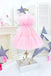 Hot Pink A line Strapless Tulle Short Homecoming Dresses with Bowknot, Mini Dress OMH0209