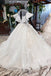 Elegant Ball Gown Big Wedding Dresses, Appliques Bridal Dress with Short Sleeves PDN73