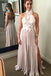 A Line Chiffon High Neck Long Prom Dresses With Appliques PDH26