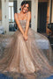 Spaghetti Straps Long Sequins Prom Dress A Line Evening Gown PDH39