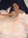 Charming A-Line V-Neck Floor-Length Pink Tulle Prom Dress with Appliques Beading PDI68