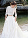 Ivory Lace Top Two Pieces Wedding Dresses Gorgeous  Sweep Train Wedding Gowns With Pockets PDP84