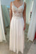 Ivory Chiffon See Through A Line V Neck Prom Dresses With Beading PDS83