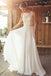 Elegant A-Line Round Neck Chiffon with Lace,Beach Boho Wedding Dresses PPD88