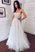 Simple A Line Spaghetti Straps Ivory Lace Appliques Wedding Dress, Tulle Bridal Dress OW0082