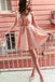 A Line Deep V-neck Pink Short Homecoming Dress With Sequins PPD11