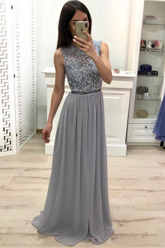 A Line Chiffon Long Prom Dresses, Cheap Sleeveless Evening Dress PDJ18