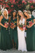 A-Line Dark Green Chiffon Long Cheap Bridesmaid Dresses PDS47