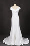 Mermaid V Neck Off White Simple Wedding Dress, Long Bridal Dresses PDQ18