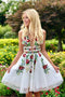 Charming A-line Lace Floral Appliques V Neck Short Homecoming Dress PPD50