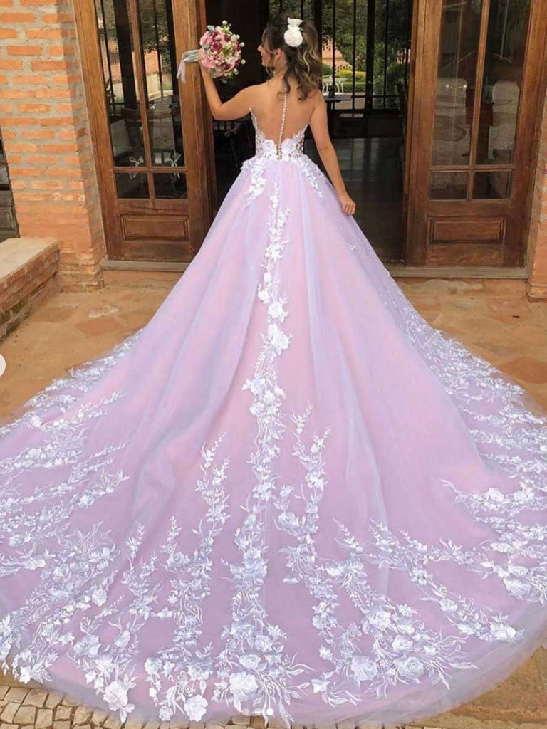 white and lavender wedding dress Purple Dress, Purple Ivory Wedding Dress, Alternative Wedding Dress, Disney Wedding Dress, Custom Wedding Princess Ball Gown Light Lavender