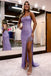 Lilac Mermaid Sequins Spaghetti Straps Scoop Lace Up Prom Dresses With Slit OM0350