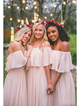 Off the Shoulder Burgundy Bridesmaid Dresses Cheap Long Bridesmaid Dress PDO23