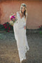 Sheath V-neck Backless Long Sleeves Lace Boho Wedding Dresses PPD83