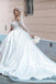 Vintage Ivory Ball Gown Satin Long Sleeves Wedding Dress With Beading, Bridal Dress OW0107
