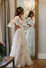 Rustic A line Long Sleeves Ivory Lace Layers Beach Wedding Dresses, Wedding Gowns OW0034