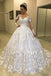 Charming Ball Gown Ivory Lace Appliques Long Sleeves Sweep Train Wedding Dresses OW0051