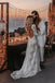 Chic A Line Lace Ivory See Through Long Sleeve Wedding Dresses, Backless Beach Bridal Gown OW0042