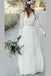 Elegant A line Long Sleeves Ivory Two Pieces Lace Chiffon Beach Wedding Dresses OW0028