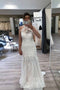 Halter Mermaid Lace Appliques Wedding Dresses, Sleeveless Open Back Bridal Gown OW0065