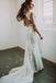 Elegant Lace Floral Mermaid Ivory Open Back Wedding Dresses, Boho Bridal Dresses OW0059