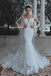 Vintage Long Sleeves Mermaid Lace Beads Wedding Dresses, Ivory Bridal Dresses OW0024
